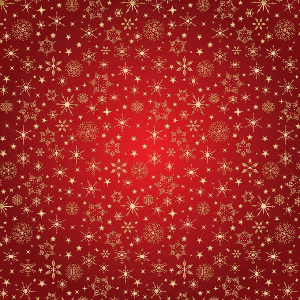 fundo de padrão de floco de neve de natal vermelho e dourado vetor