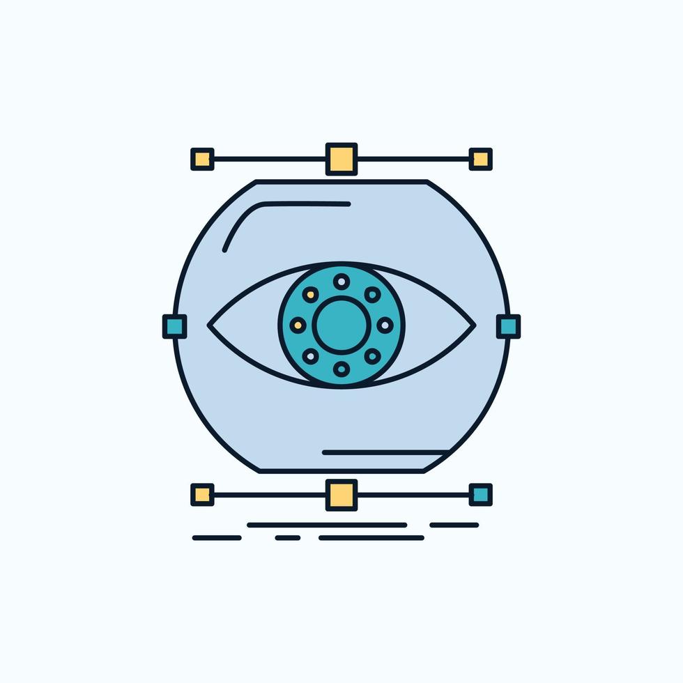 visualizar. concepção. monitoramento. monitoramento. ícone plano de visão. sinal verde e amarelo e símbolos para site e aplicativo móvel. ilustração vetorial vetor