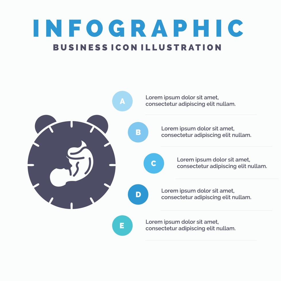 Entrega. Tempo. bebê. nascimento. modelo de infográficos infantil para site e apresentação. ícone de glifo cinza com ilustração em vetor estilo infográfico azul.