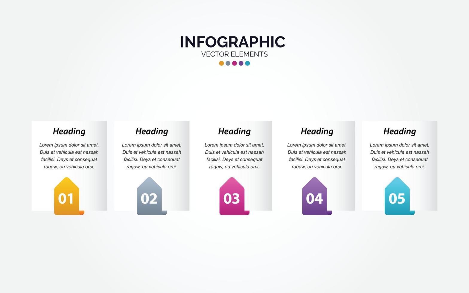 infográfico horizontal profissional de 5 opções com processos de opções de ícone 5 vetor