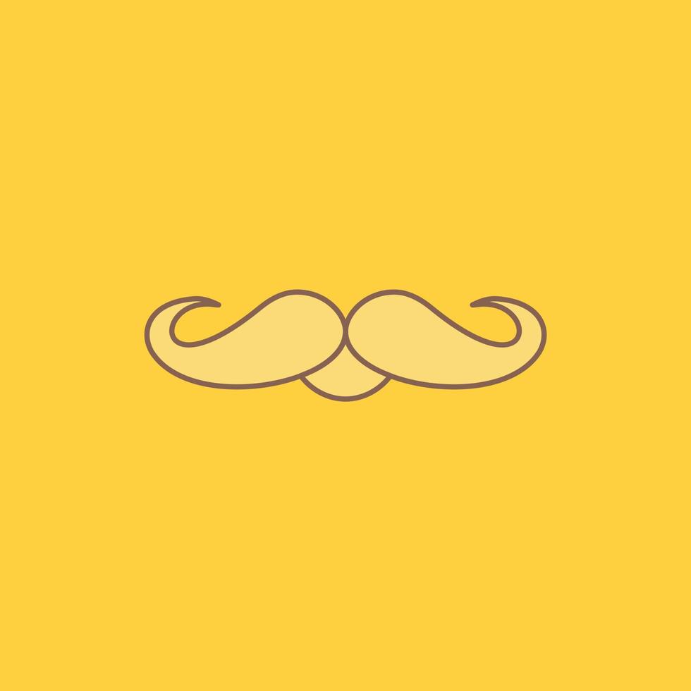 bigode. hipster. moveleiro. macho. homens linha plana cheia ícone. botão de logotipo bonito sobre fundo amarelo para ui e ux. site ou aplicativo móvel vetor