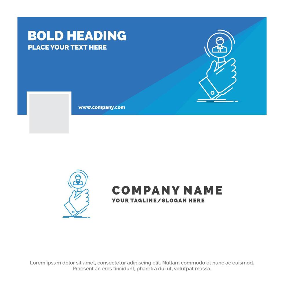 modelo de logotipo de negócios azul para recrutamento. procurar. achar. recursos humanos. pessoas. design de banner de linha do tempo do facebook. ilustração de fundo vector web banner