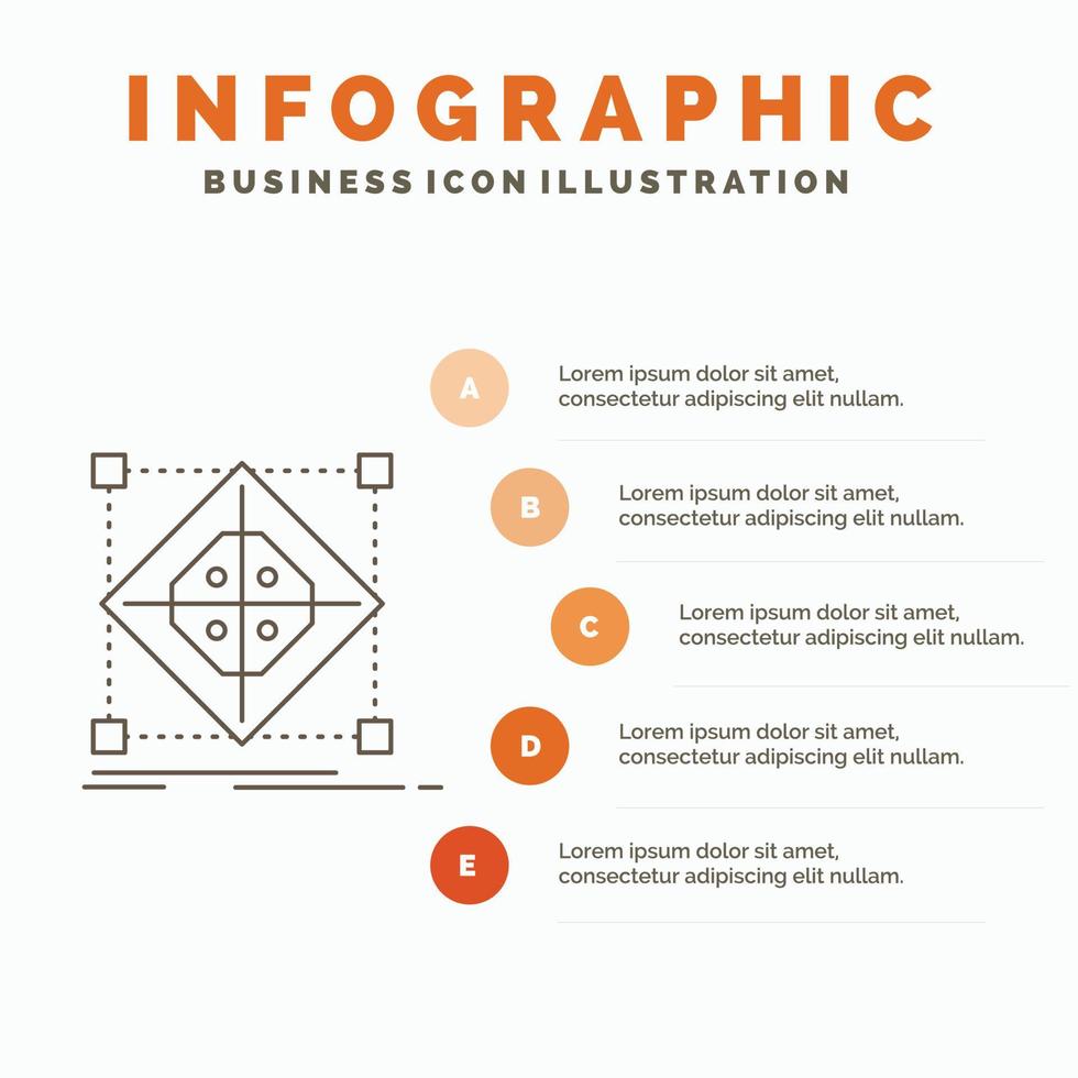 arquitetura. conjunto. grade. modelo. modelo de infográficos de preparação para site e apresentação. ícone de linha cinza com ilustração vetorial de estilo infográfico laranja vetor