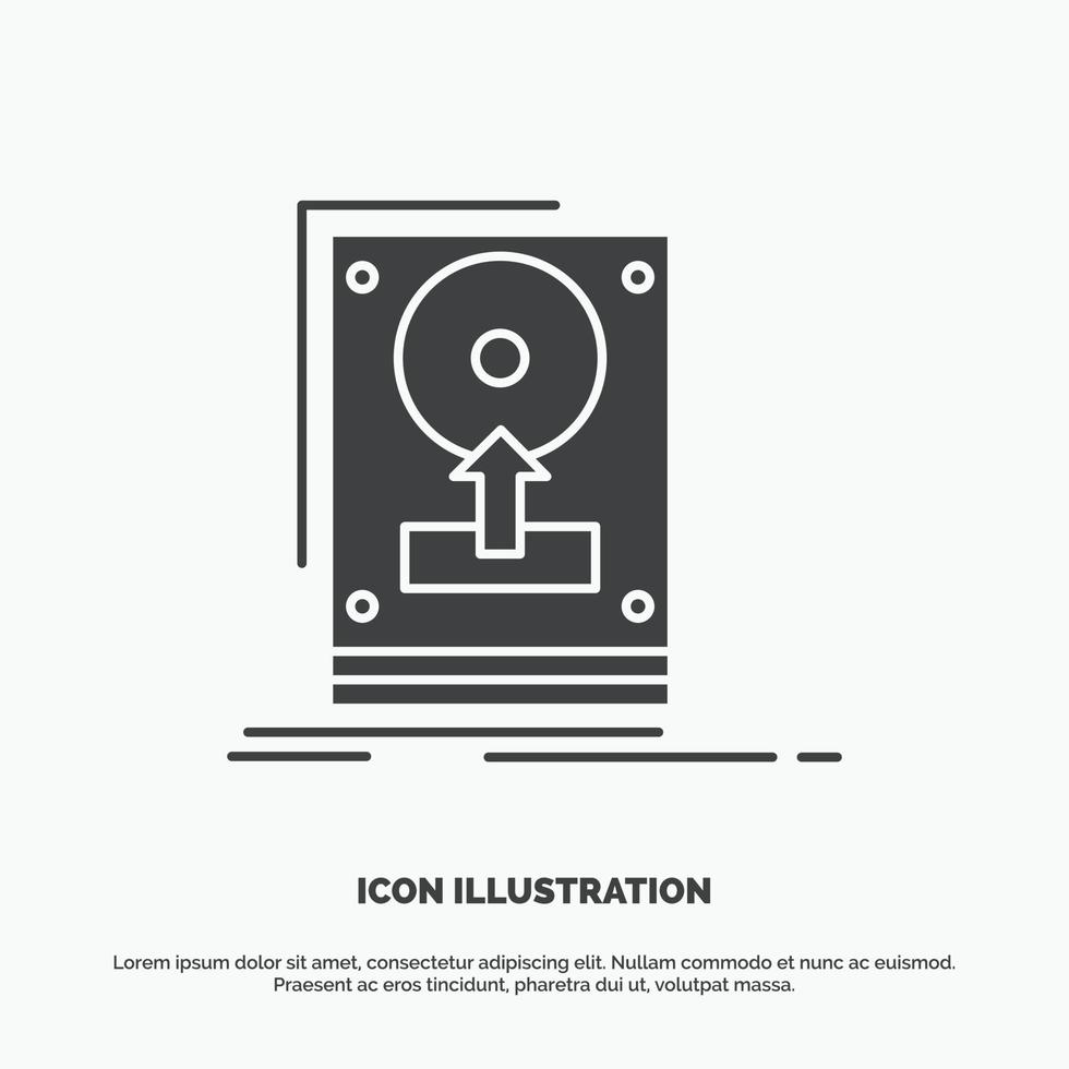 instalar. dirigir. HD. Salve . ícone de upload. símbolo cinza de vetor de glifo para ui e ux. site ou aplicativo móvel