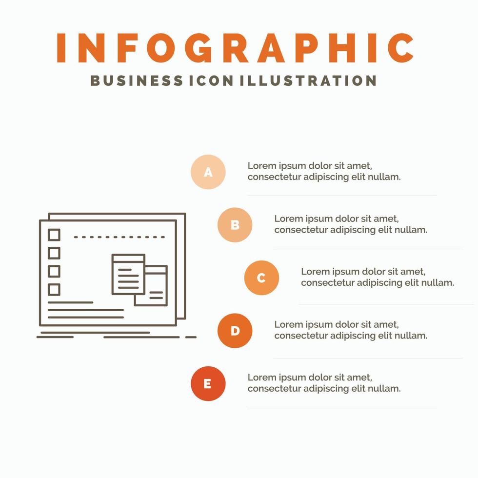 janela. Mac. operacional. os. modelo de infográficos do programa para site e apresentação. ícone de linha cinza com ilustração vetorial de estilo infográfico laranja vetor