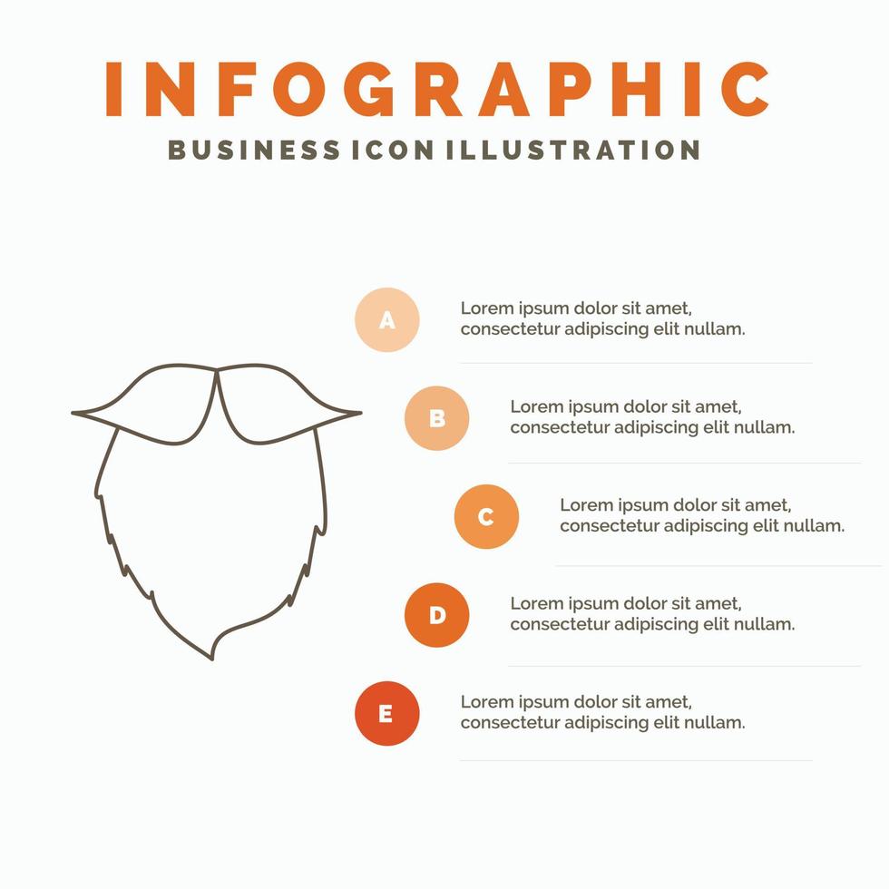 bigode. hipster. moveleiro. suportado. modelo de infográficos de homens para site e apresentação. ícone de linha cinza com ilustração vetorial de estilo infográfico laranja vetor