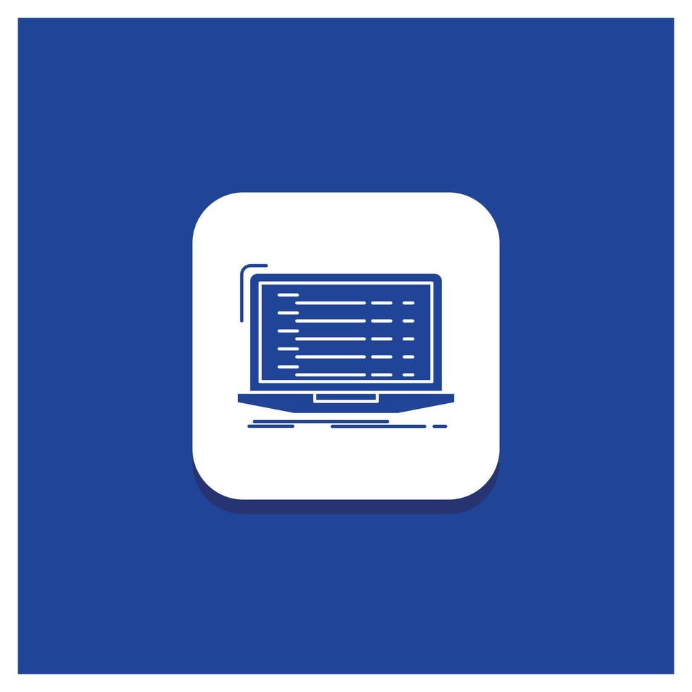 botão redondo azul para api. aplicativo. codificação. desenvolvedor. ícone de glifo de laptop vetor