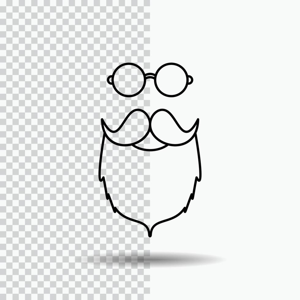 bigode. hipster. moveleiro. suportado. ícone de linha de homens em fundo transparente. ilustração em vetor ícone preto