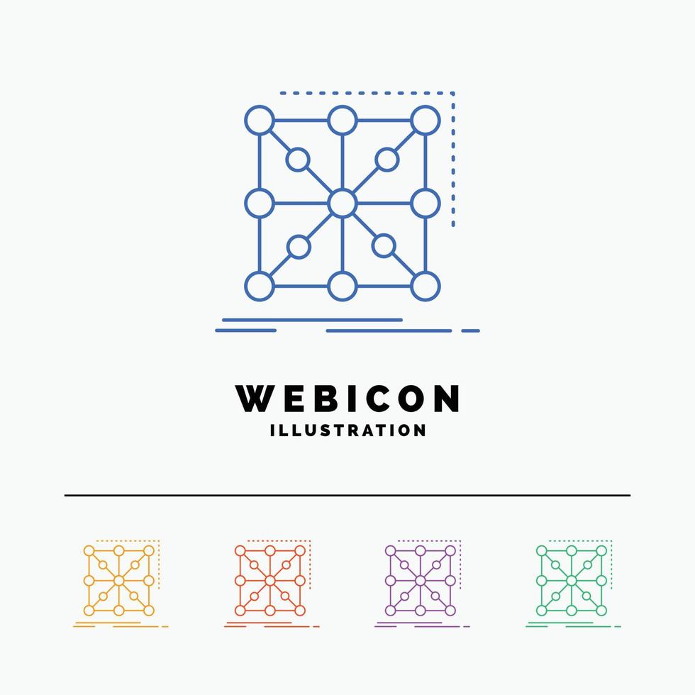 dados. estrutura. aplicativo. conjunto. modelo de ícone de web de linha de 5 cores complexo isolado no branco. ilustração vetorial vetor