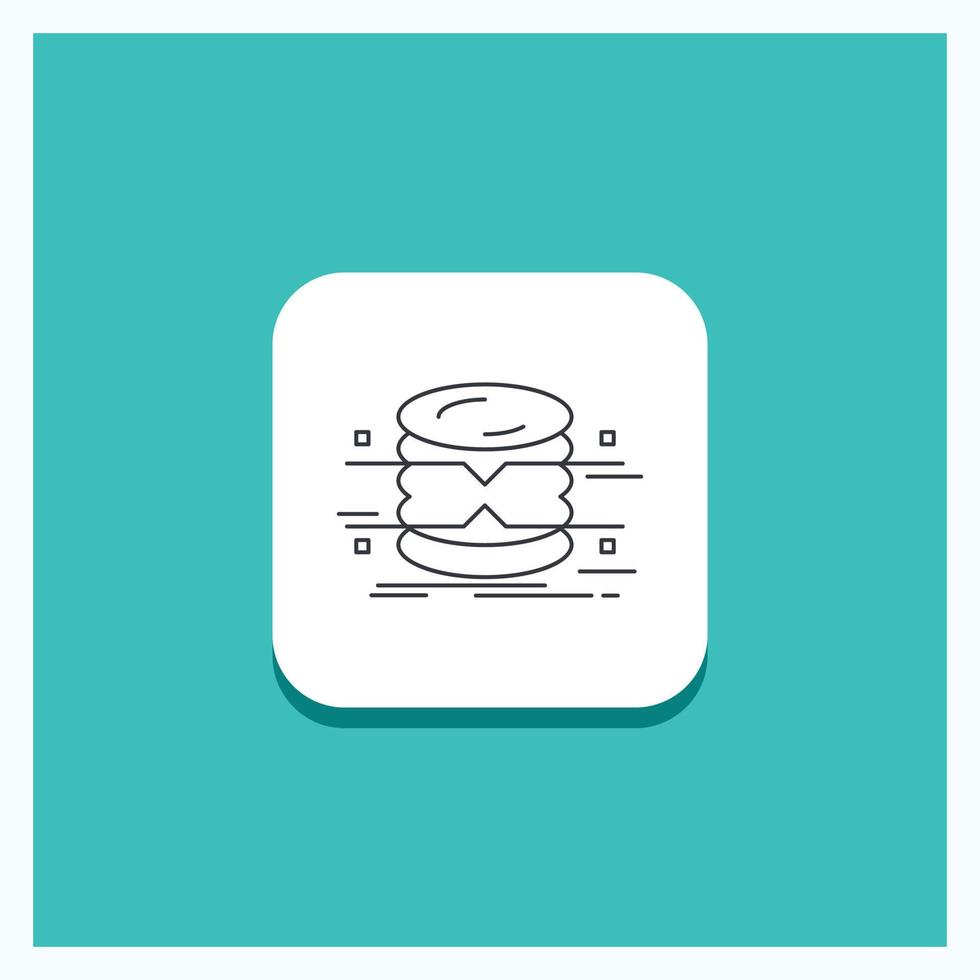 botão redondo para banco de dados. dados. arquitetura. infográficos. fundo turquesa de ícone de linha de monitoramento vetor