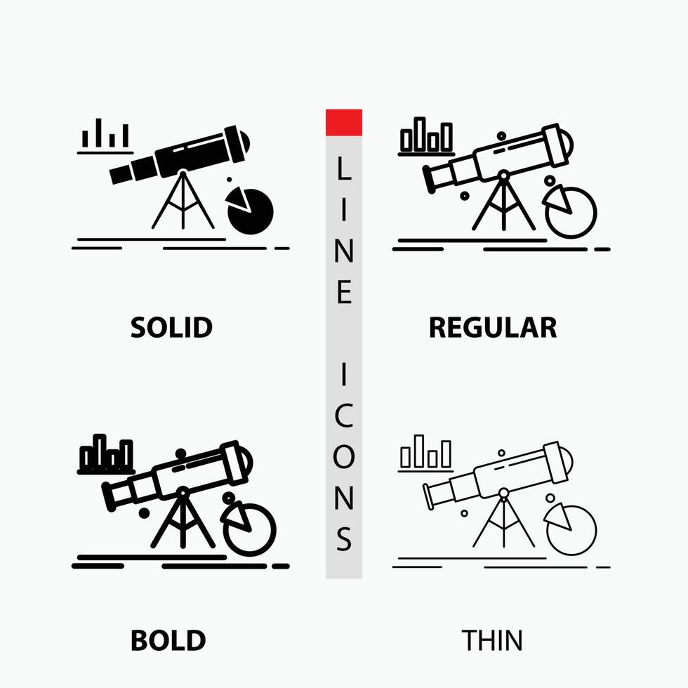 analítica. finança. previsão. mercado. ícone de previsão em fino. regular. linha em negrito e estilo de glifo. ilustração vetorial vetor