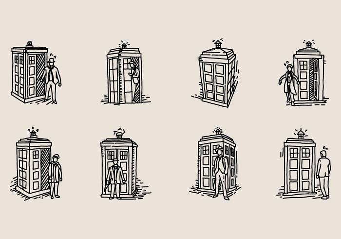 Ícone desenhado à mão Tardis vetor