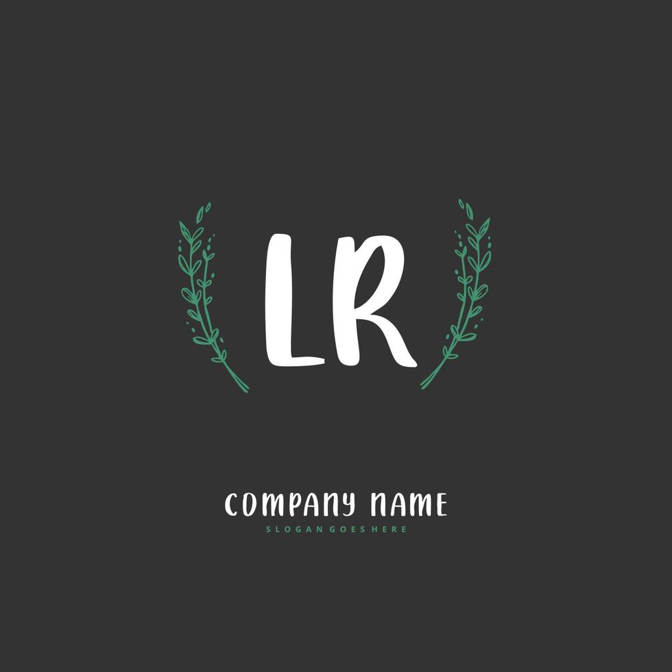 lr caligrafia inicial e design de logotipo de assinatura com círculo. logotipo manuscrito de design bonito para moda, equipe, casamento, logotipo de luxo. vetor