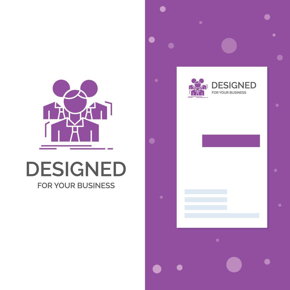 logotipo de negócios para equipe. trabalho em equipe. o negócio. encontro. grupo. modelo de cartão de .visiting de negócios roxo vertical. ilustração vetorial de fundo criativo vetor