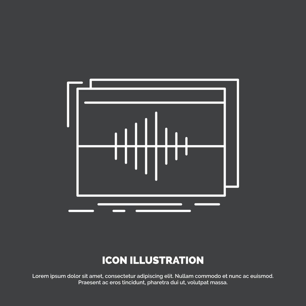 áudio. frequência. hertz. seqüência. ícone de onda. símbolo de vetor de linha para ui e ux. site ou aplicativo móvel