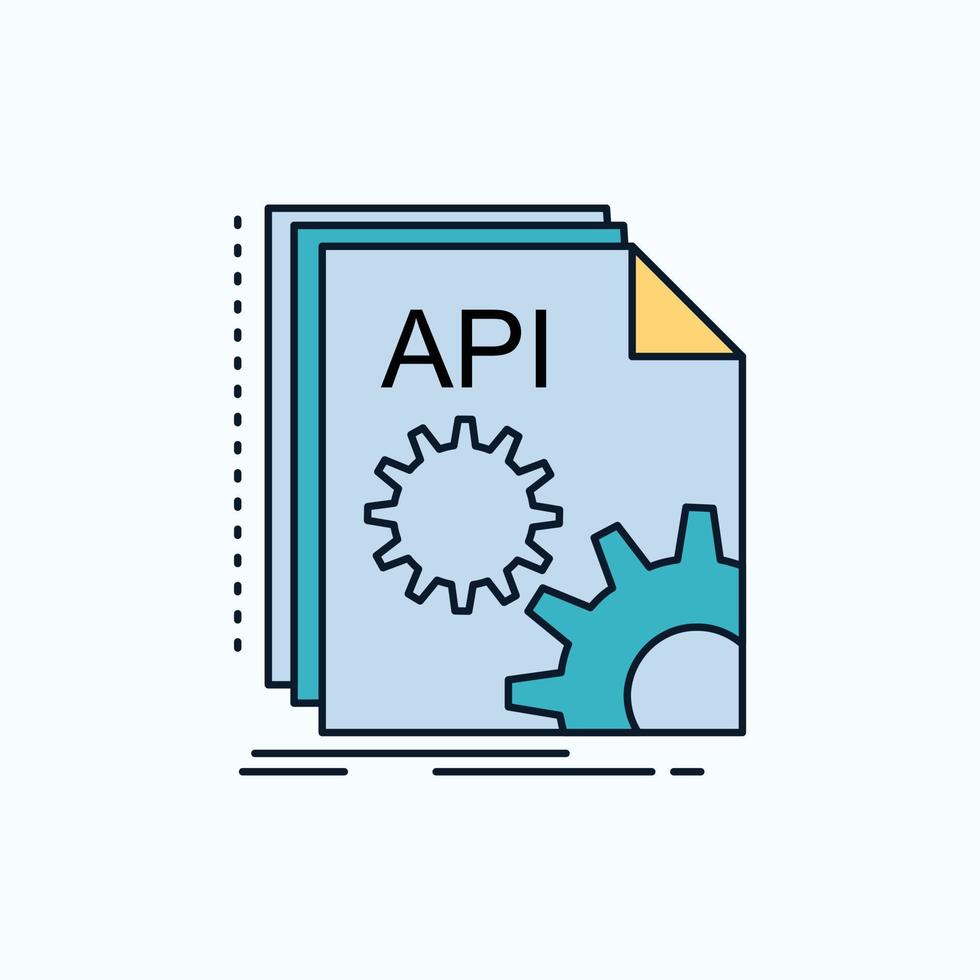 api. aplicativo. codificação. desenvolvedor. ícone plano de software. sinal verde e amarelo e símbolos para site e aplicativo móvel. ilustração vetorial vetor