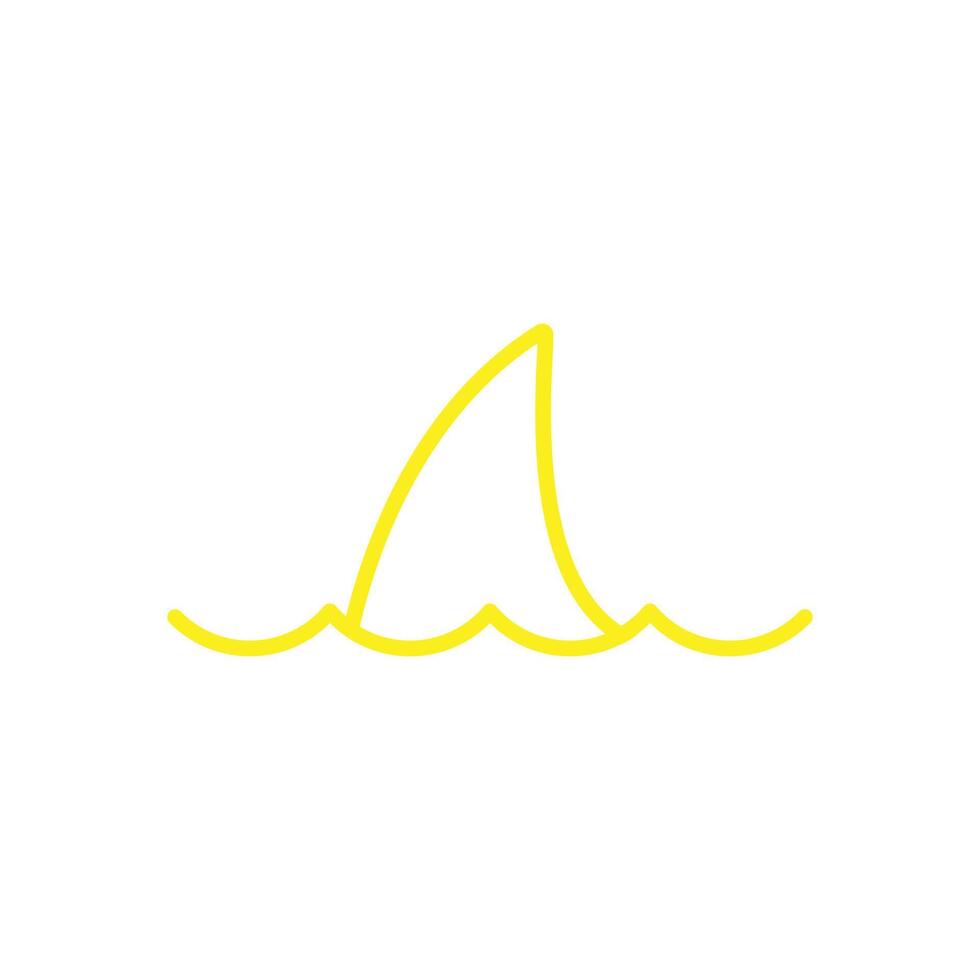 eps10 ícone de arte de linha abstrata de barbatana de tubarão amarelo vetor isolado no fundo branco. símbolo de contorno de barbatana de tubarão em um estilo moderno simples e moderno para o design do seu site, logotipo e aplicativo móvel