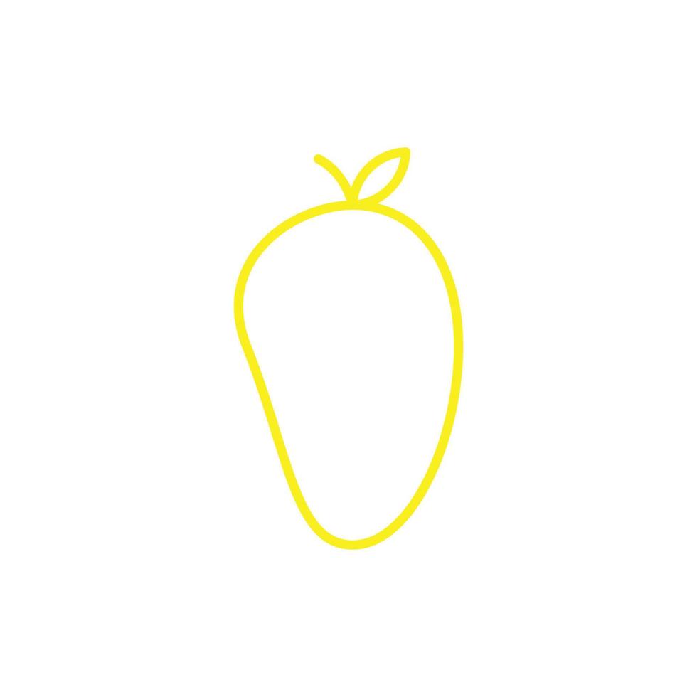 eps10 amarelo vetor manga fruta ícone arte linha abstrata isolado no fundo branco. símbolo de contorno maduro ou tropical em um estilo moderno simples e moderno para o design do seu site, logotipo e aplicativo móvel
