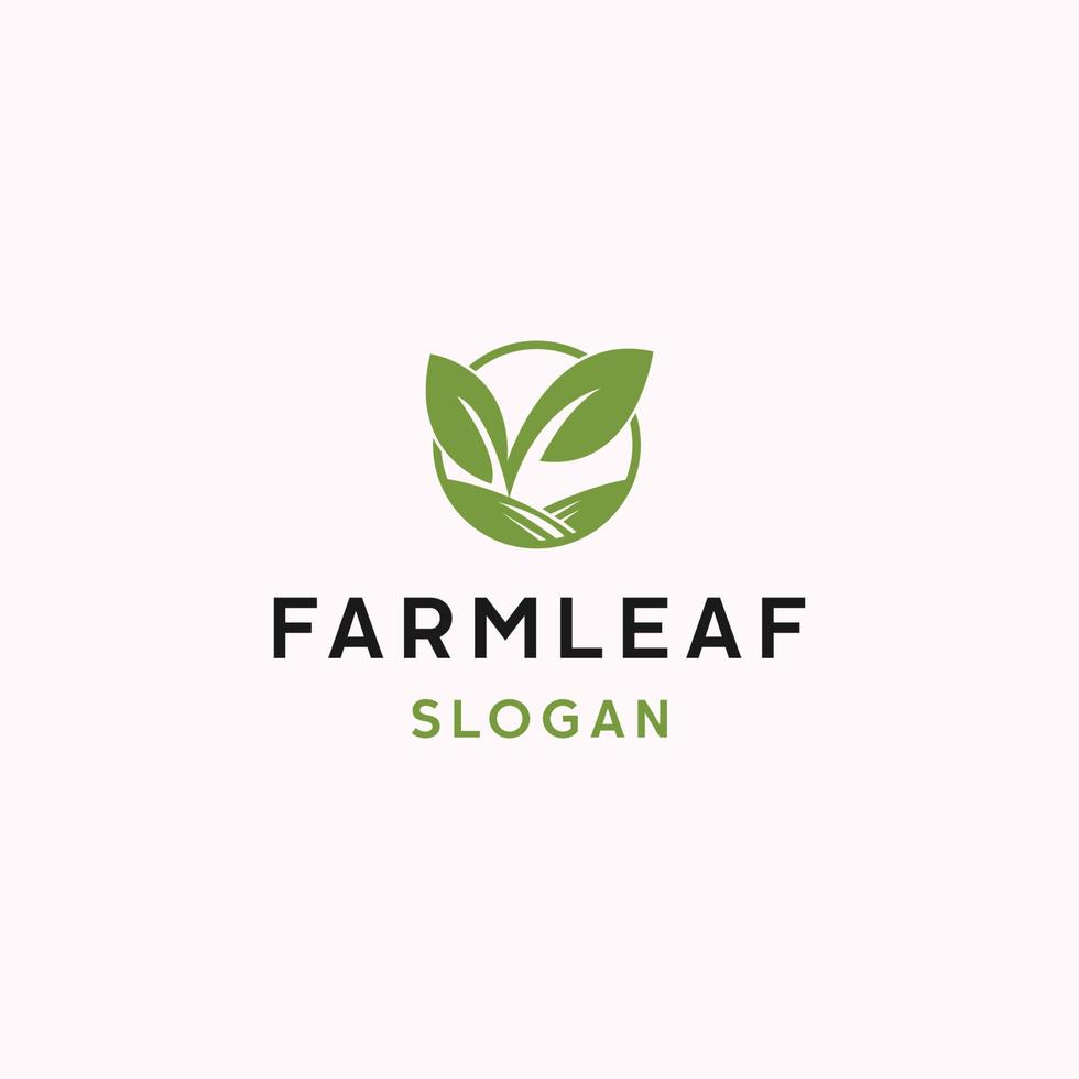 modelo de design plano de ícone de logotipo de folha de fazenda vetor