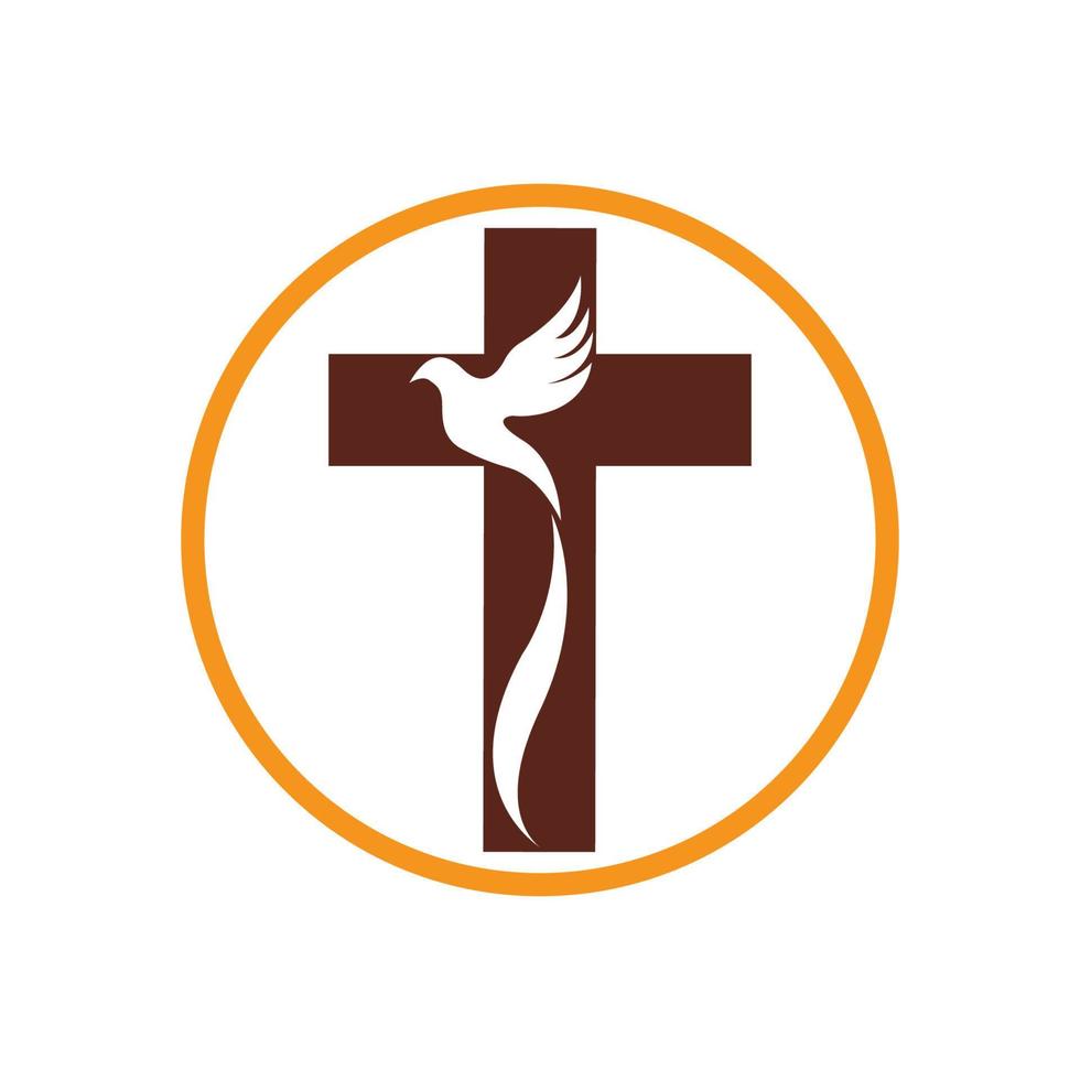 design de logotipo de arte de linha cristã da igreja, símbolos cristãos. vetor