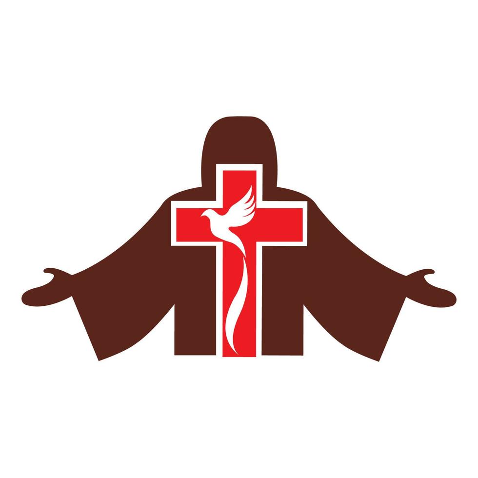 design de logotipo de arte de linha cristã da igreja, símbolos cristãos. vetor