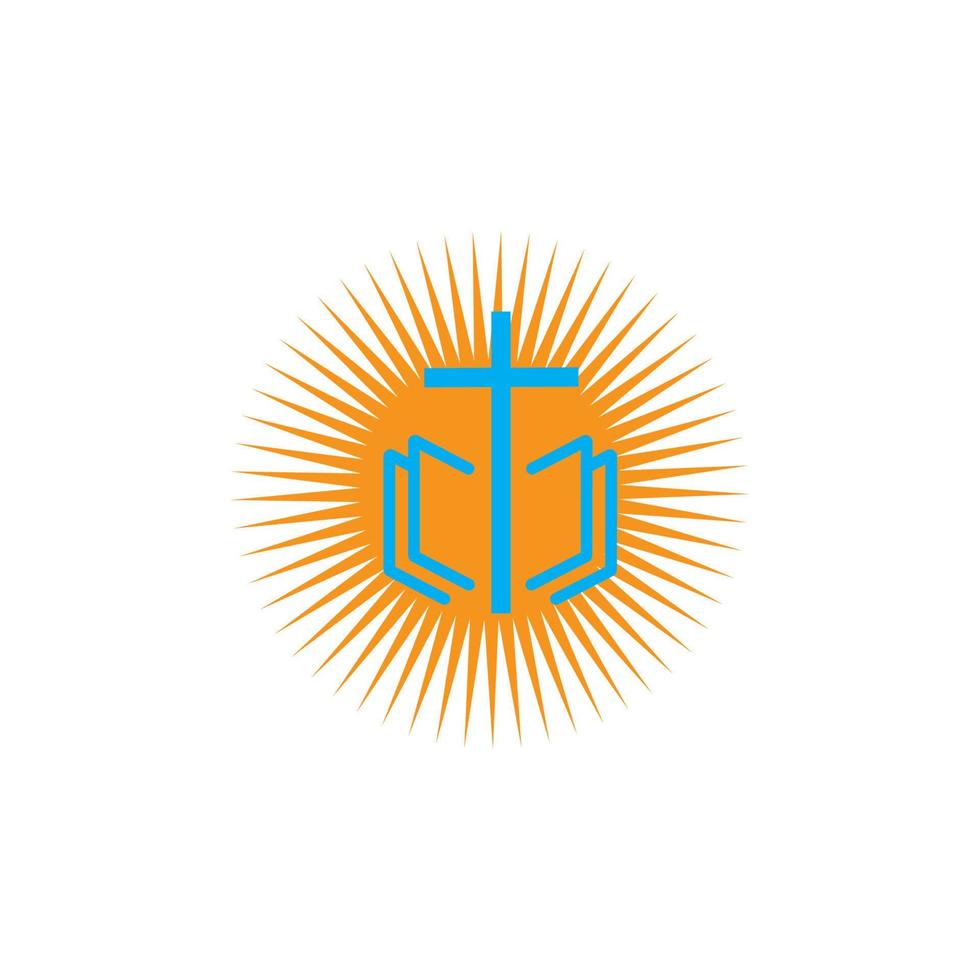 design de logotipo de arte de linha cristã da igreja, símbolos cristãos. vetor