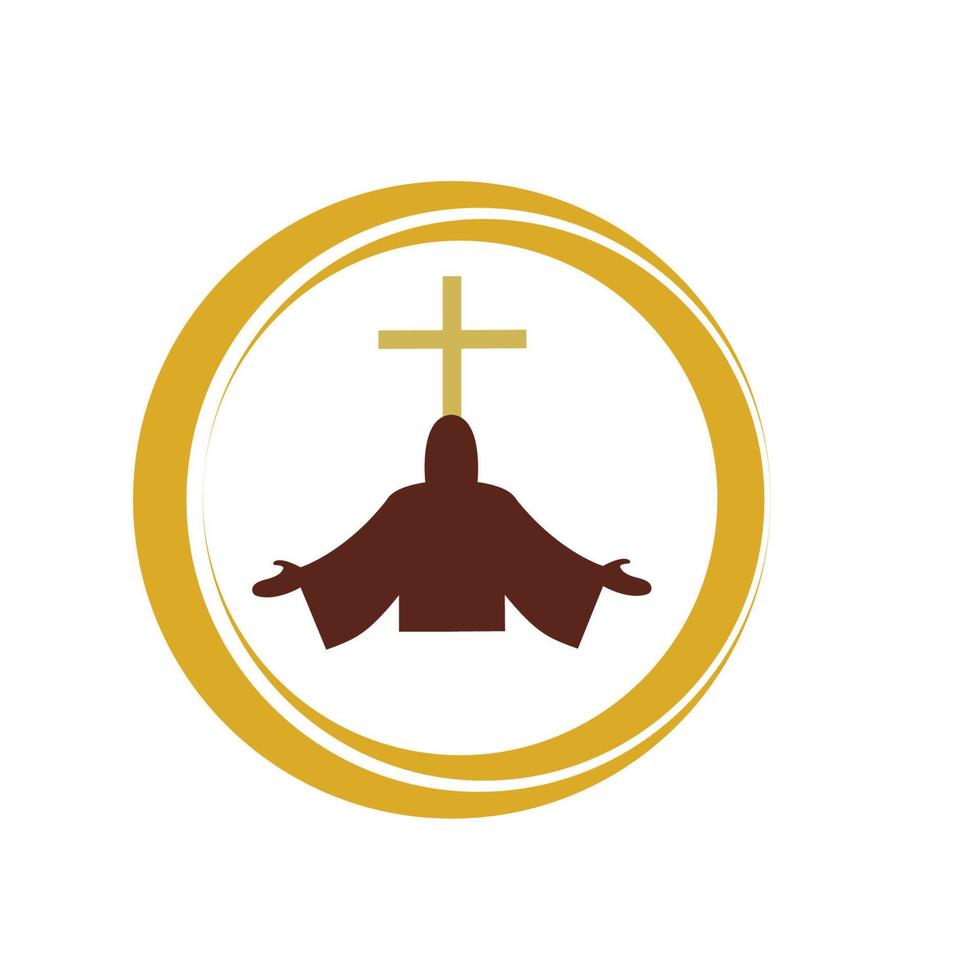 design de logotipo de arte de linha cristã da igreja, símbolos cristãos. vetor