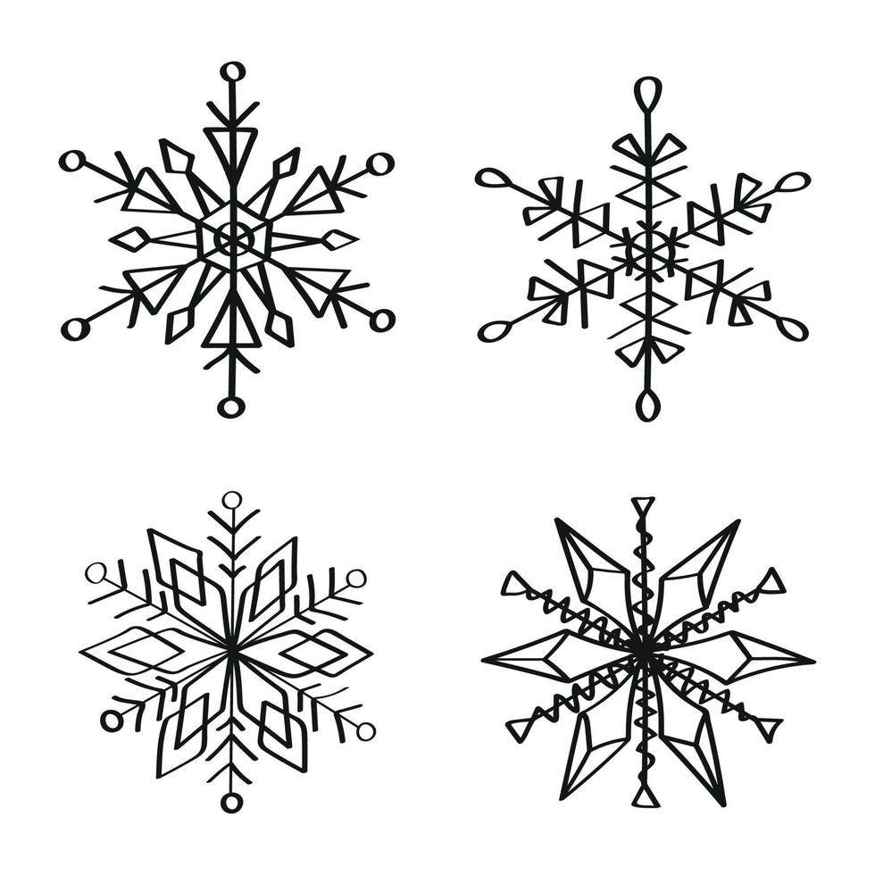 ilustrações de flocos de neve em estilo de tinta de arte vetor