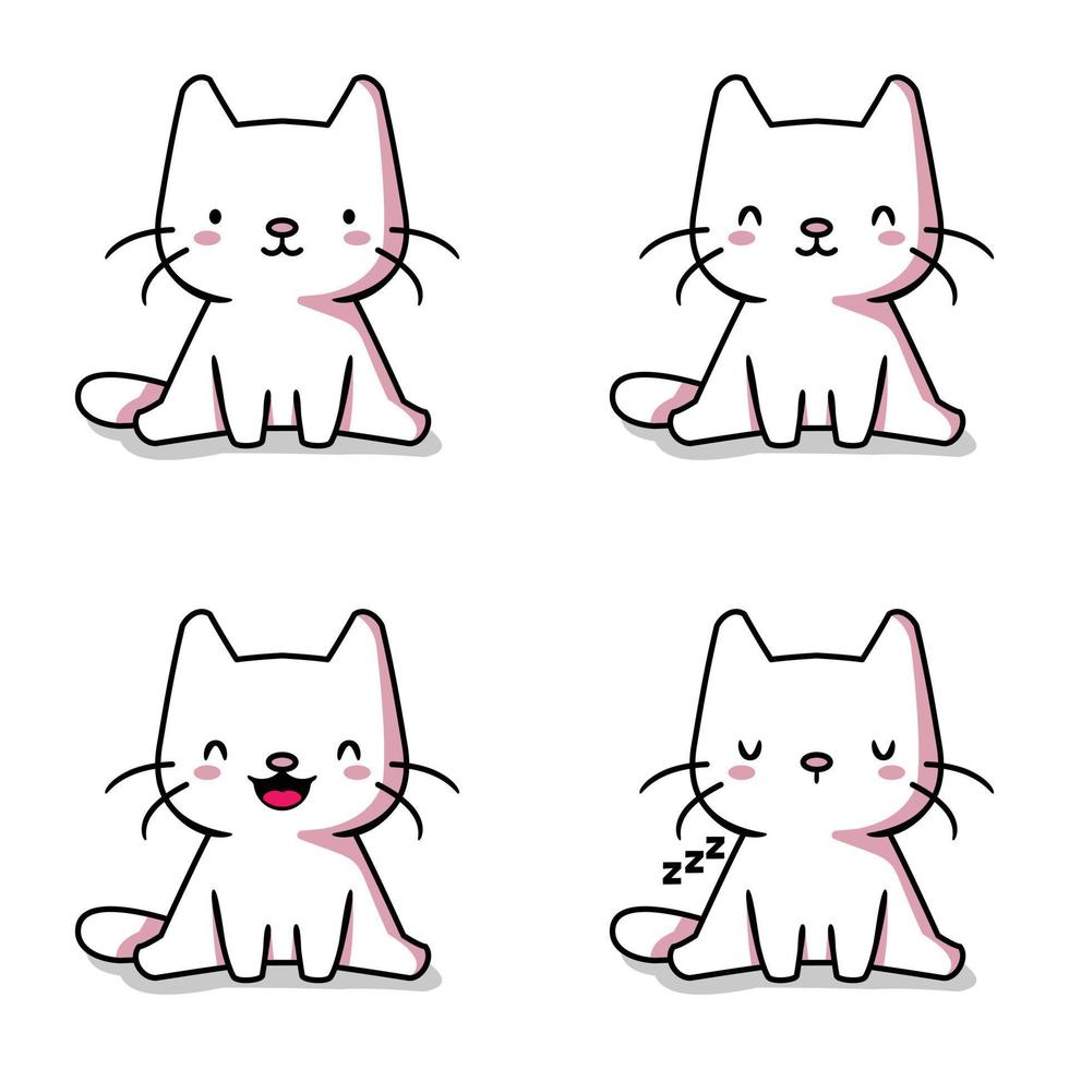 Desenho Animado De Gato Fofo Isolado Emoji Ilustração do Vetor