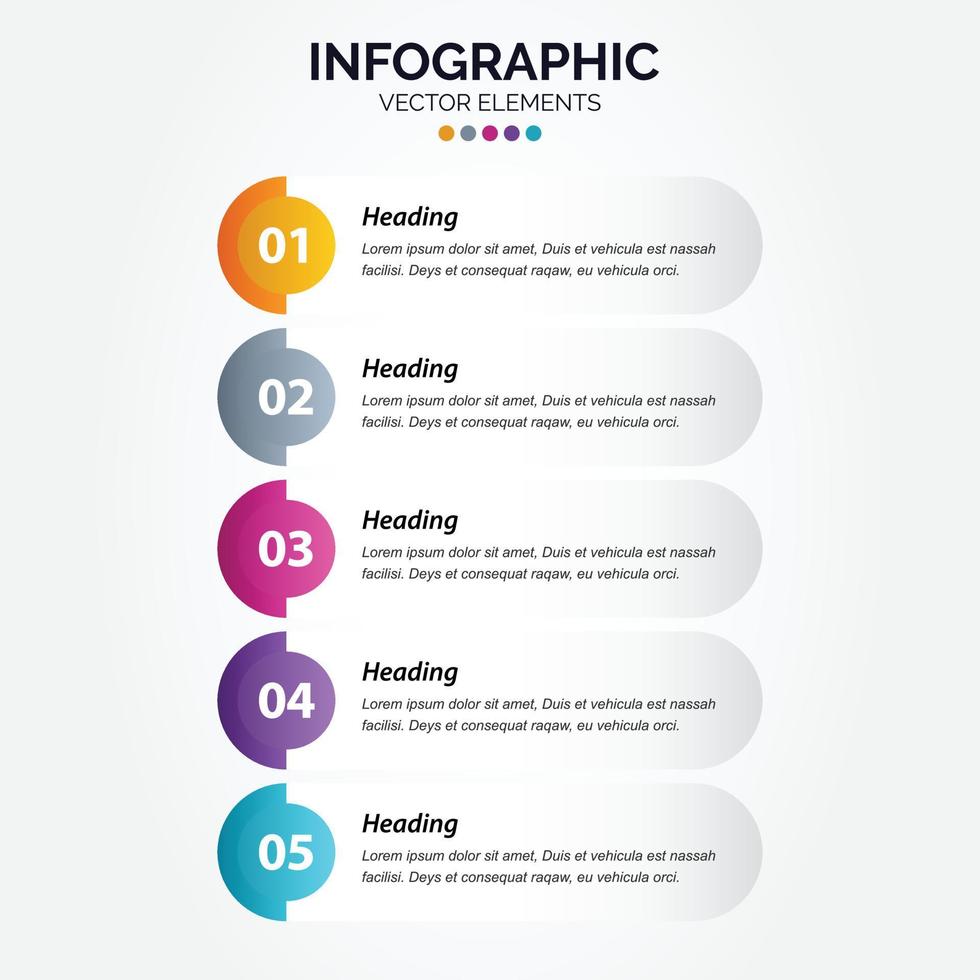 Modelo de infográfico vertical de negócios de 5 etapas vetor