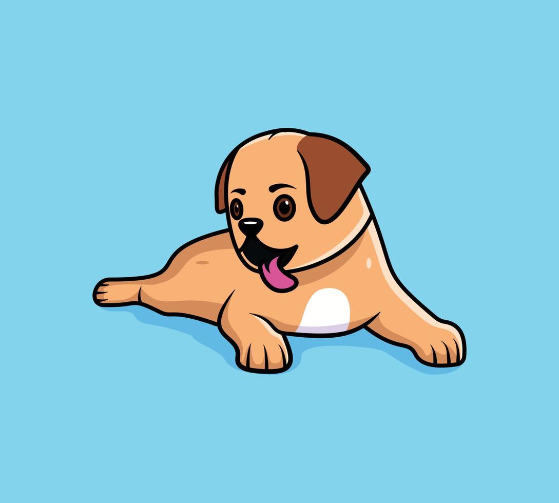 cão bonito sentado na ilustração vetorial de estilo cartoon de chão. ícone de design de conceito de ícone de natureza animal. vetor