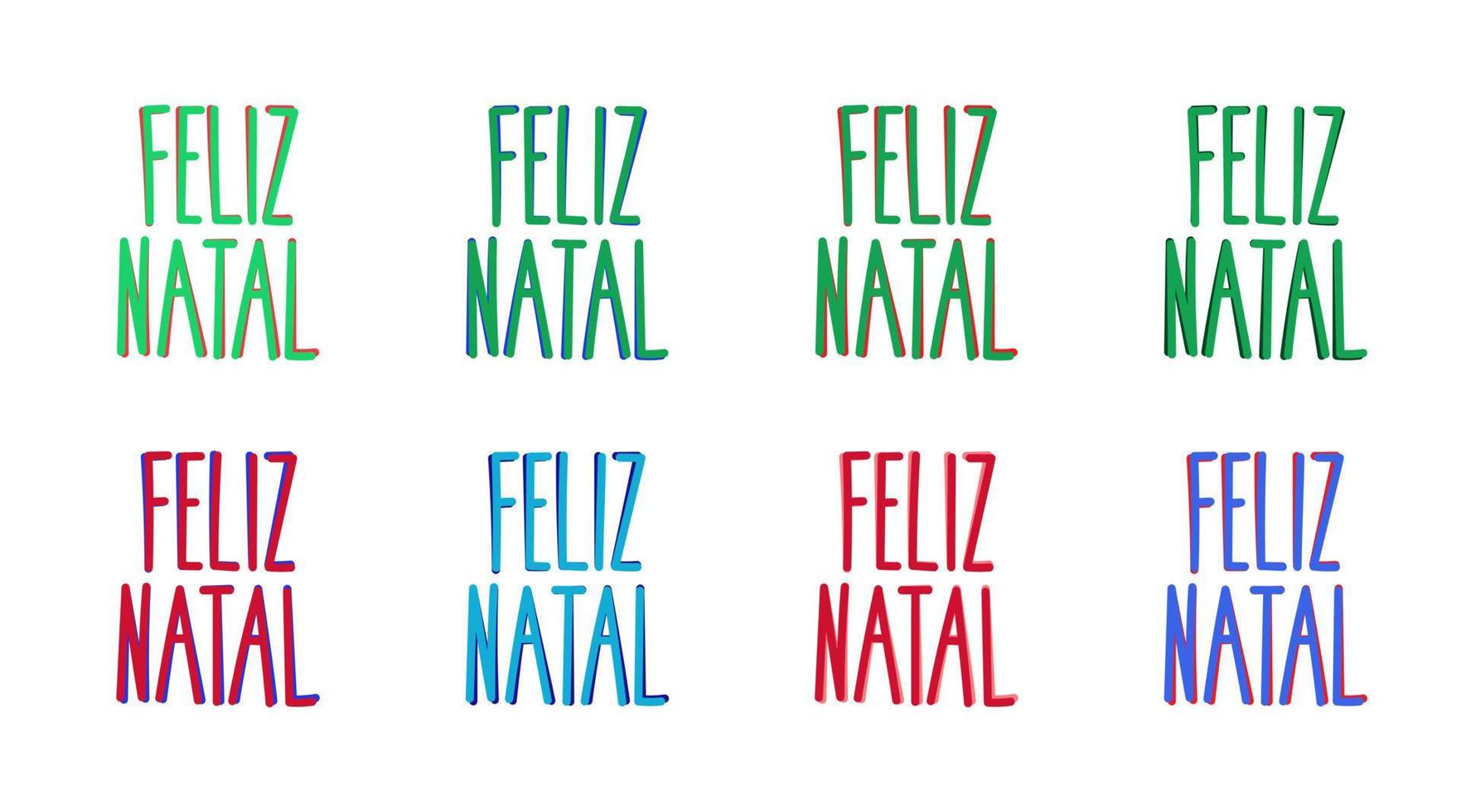 letras vermelhas feliz natal em português brasileiro com detalhes verdes. tradução - feliz natal. vetor