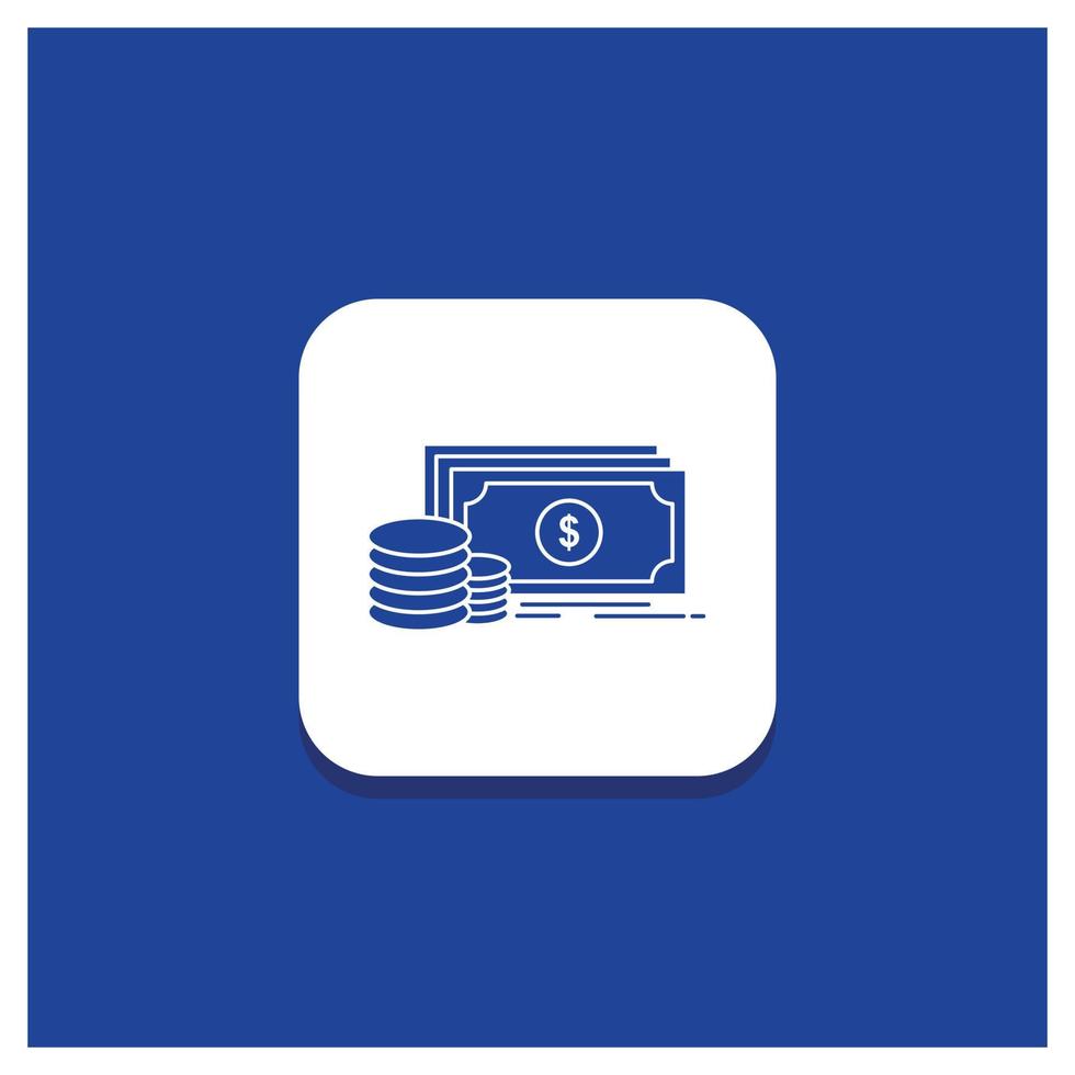botão redondo azul para finanças. investimento. Forma de pagamento. dinheiro. ícone de glifo de dólar vetor