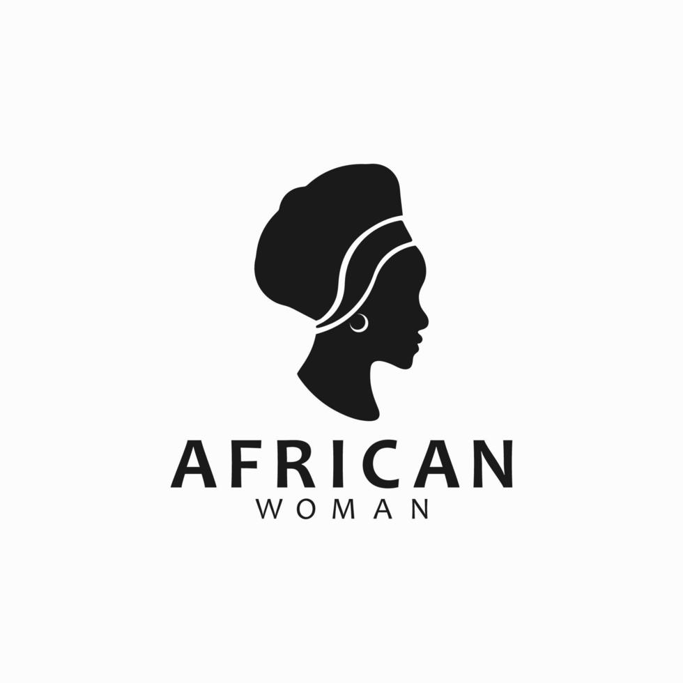 logotipo de silhueta de mulher bonita africana vetor