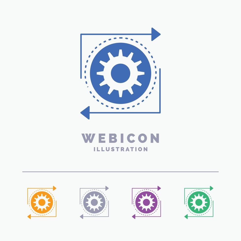 o negócio. engrenagem. gestão. Operação. processe o modelo de ícone da web de glifo de 5 cores isolado no branco. ilustração vetorial vetor
