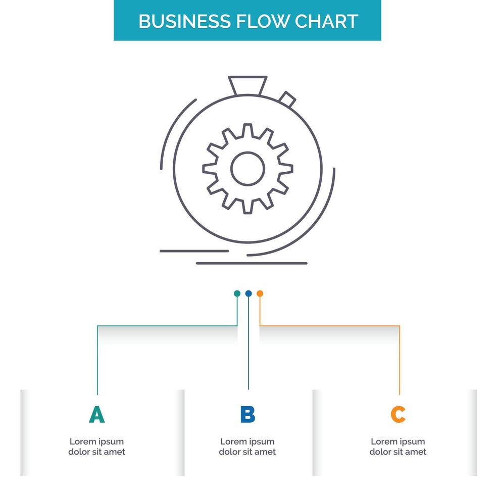 ação. velozes. atuação. processo. design de fluxograma de negócios de velocidade com 3 etapas. ícone de linha para modelo de plano de fundo de apresentação lugar para texto vetor