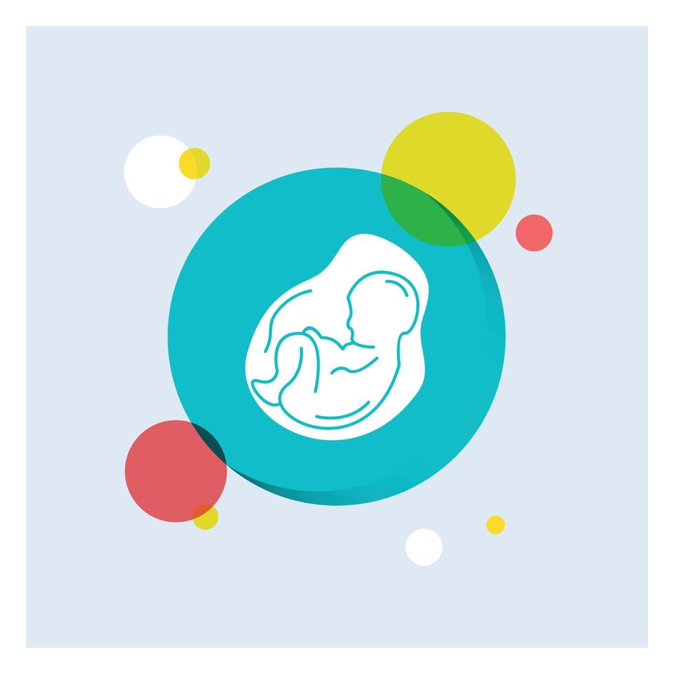 bebê. gravidez. grávida. obstetrícia. fundo do círculo colorido do ícone do glifo branco do feto vetor