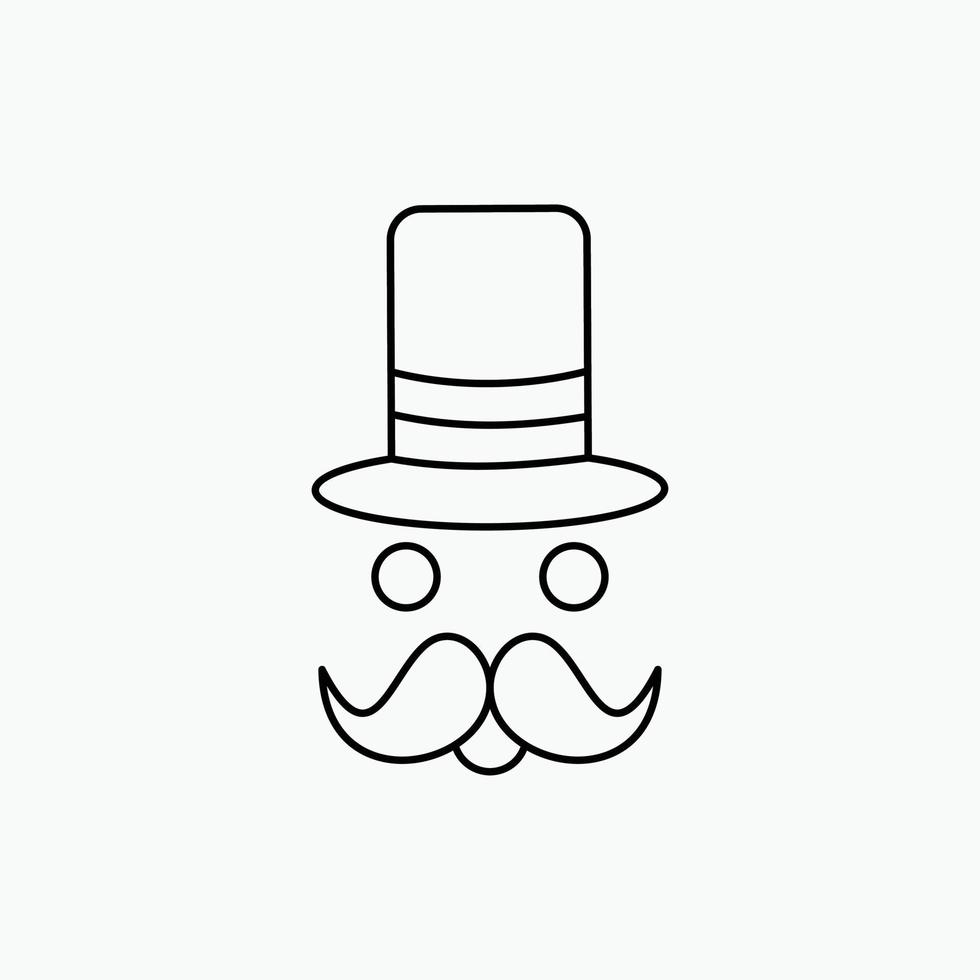 bigode. hipster. moveleiro. papai noel. ícone de linha de chapéu. ilustração vetorial isolada vetor