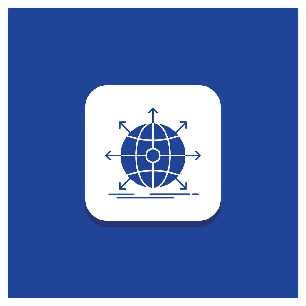 botão redondo azul para negócios. global. internacional. rede. ícone de glifo da web vetor
