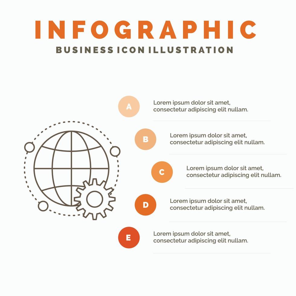 conectado. conectados. mundo. globo. modelo de infográficos multiplayer para site e apresentação. ícone de linha cinza com ilustração vetorial de estilo infográfico laranja vetor