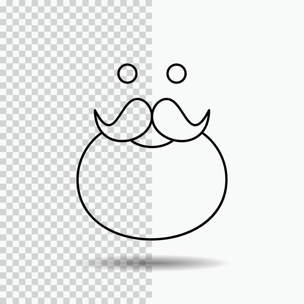 bigode. hipster. moveleiro. papai noel. ícone de linha de urso em fundo transparente. ilustração em vetor ícone preto