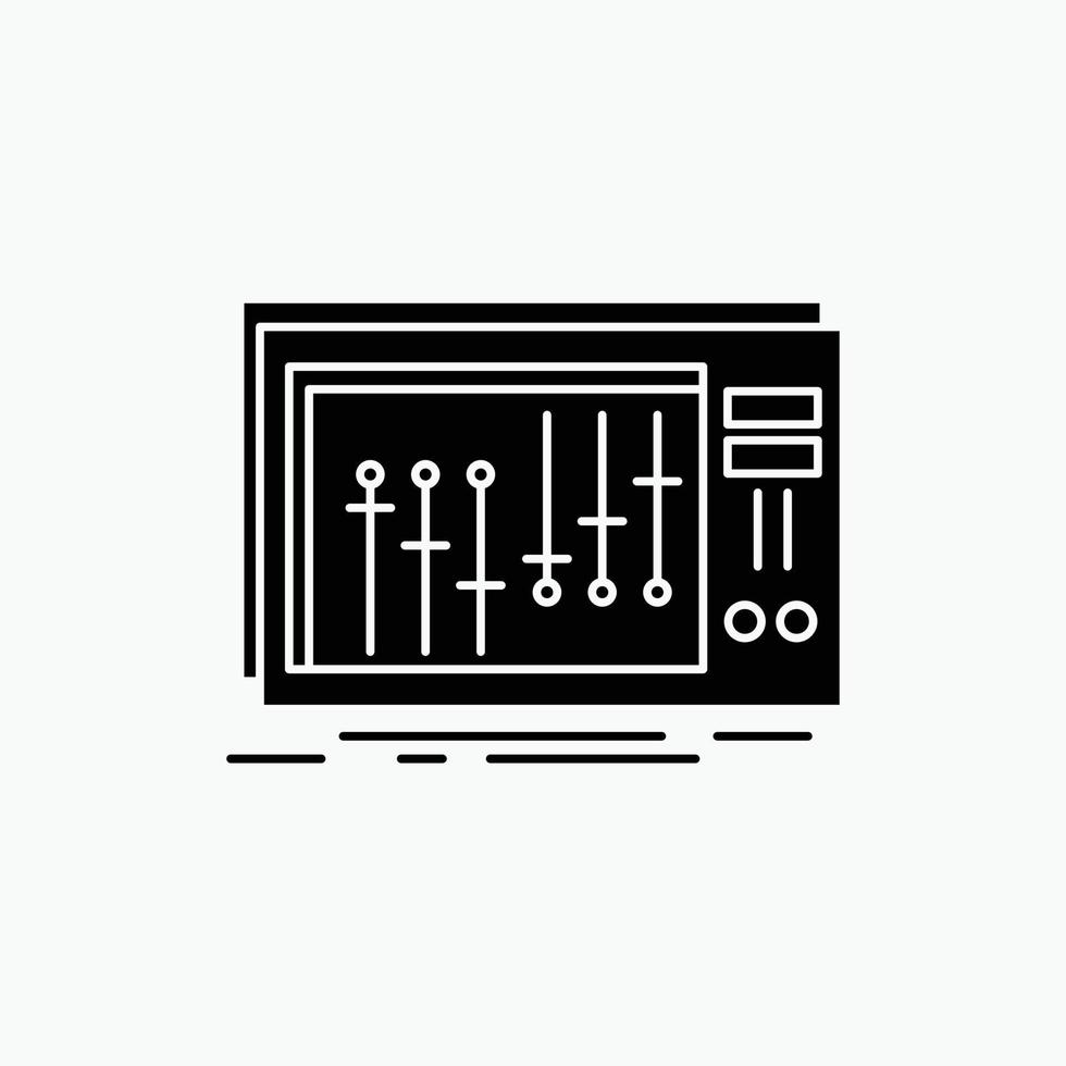 console. DJ misturador. música. ícone de glifo de estúdio. ilustração vetorial isolada vetor