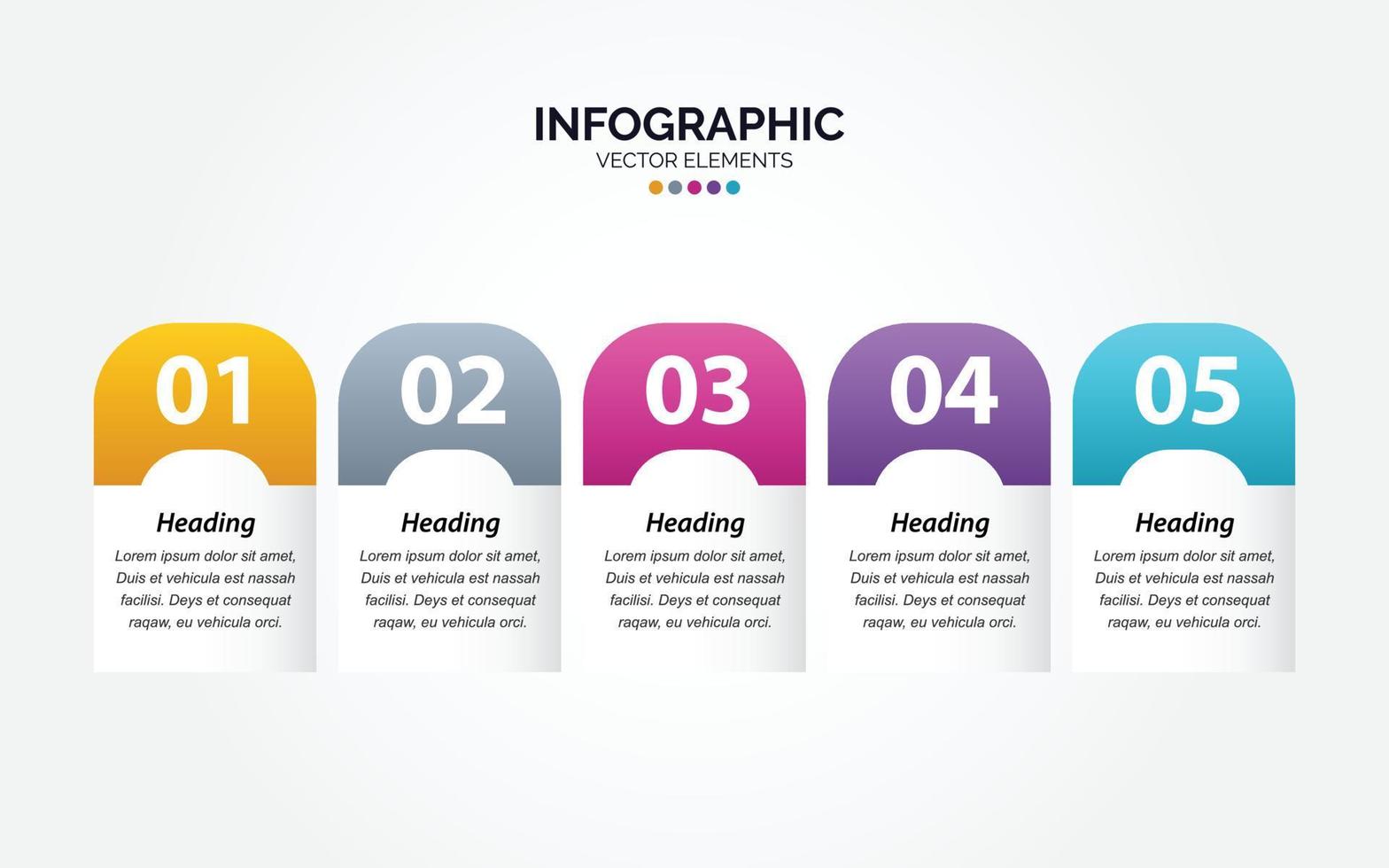 modelo de design infográfico horizontal com 5 opções ou etapas. vetor