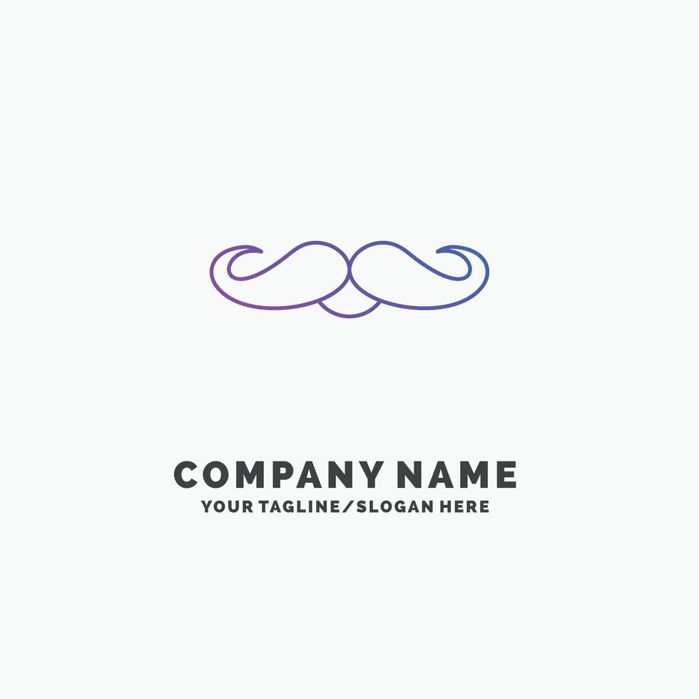 bigode. hipster. moveleiro. macho. modelo de logotipo de negócios roxo de homens. lugar para slogan vetor