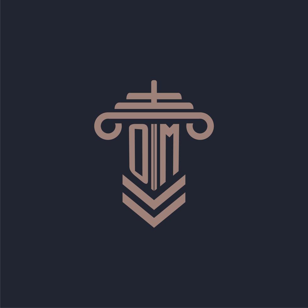 om logotipo inicial do monograma com design de pilar para imagem vetorial de escritório de advocacia vetor