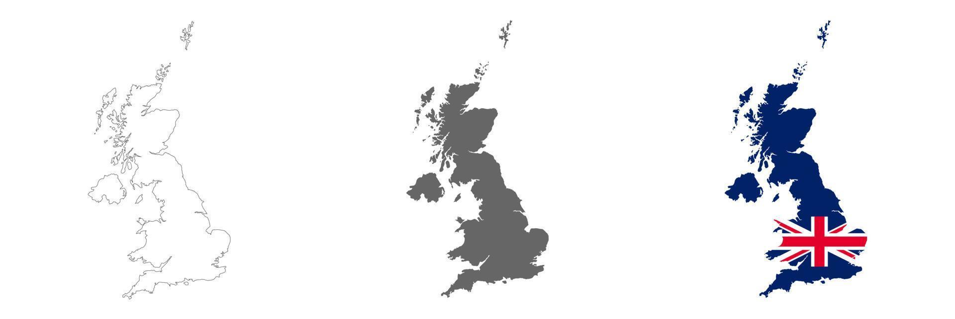 mapa altamente detalhado do Reino Unido com fronteiras isoladas no fundo vetor