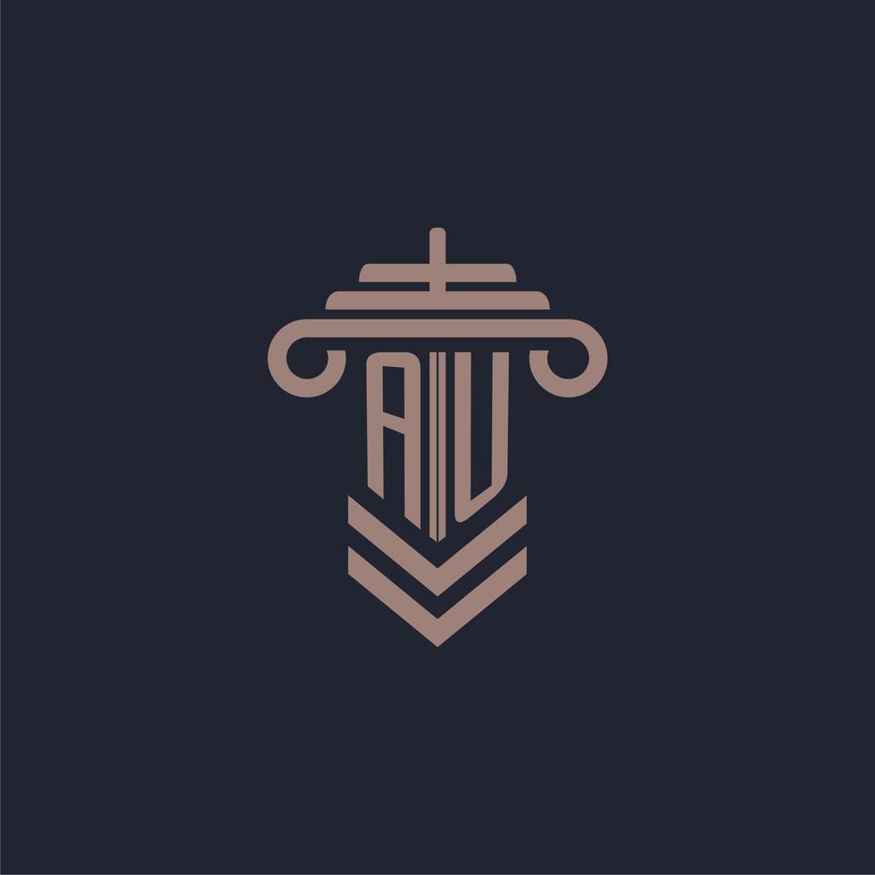 logotipo inicial do monograma au com design de pilar para imagem vetorial de escritório de advocacia vetor