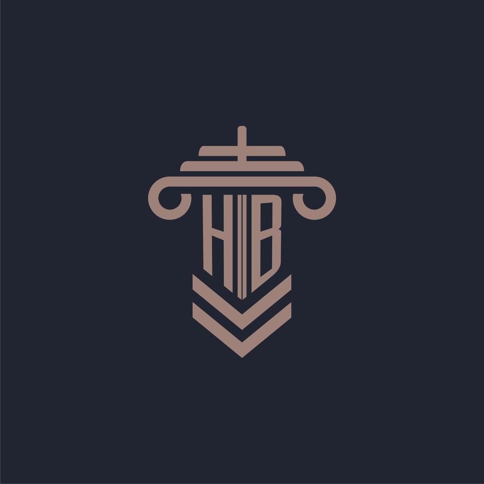 hb logotipo inicial do monograma com design de pilar para imagem vetorial de escritório de advocacia vetor