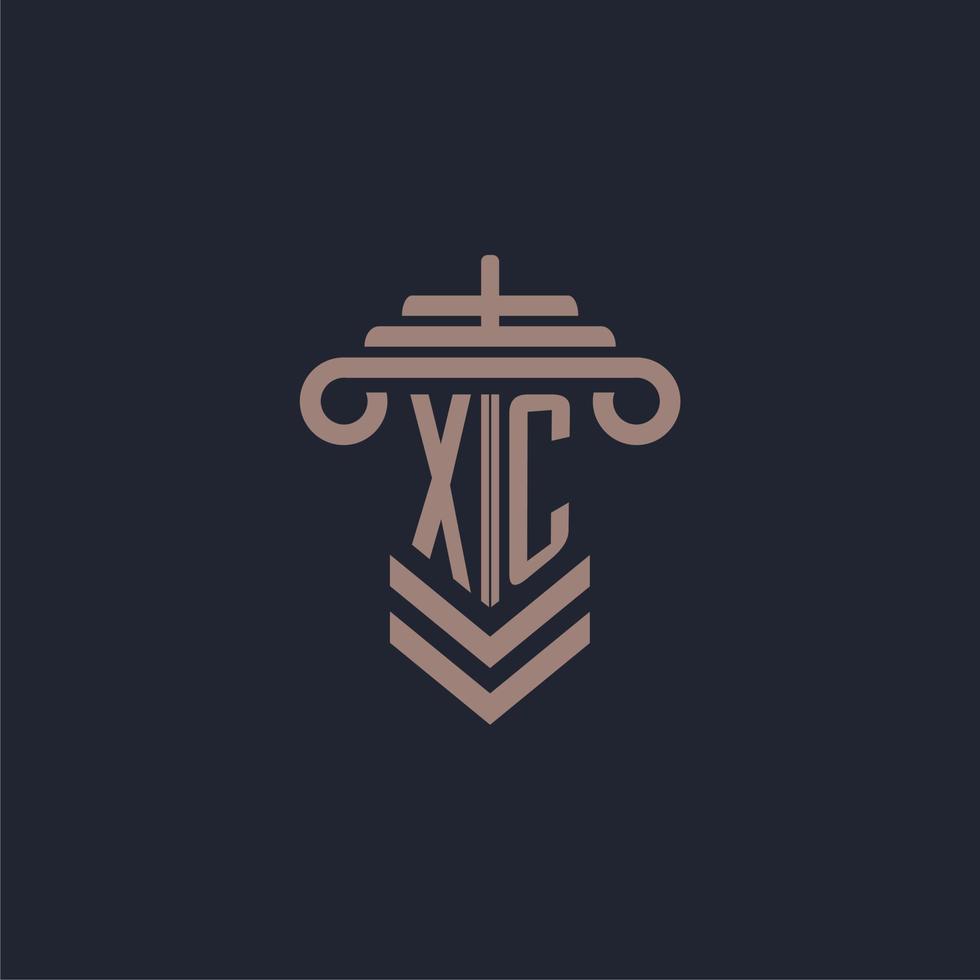 xc logotipo inicial do monograma com design de pilar para imagem vetorial de escritório de advocacia vetor