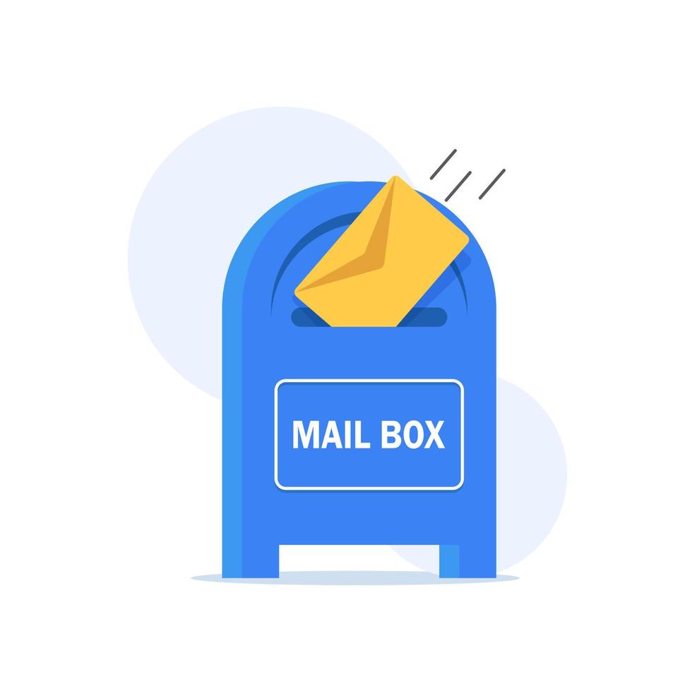 ilustração vetorial de caixa de correio isolada em branco, caixa de correio plana, ícone de desenho animado de caixa de correio vermelha vetor